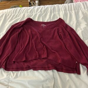 Hollister Burgundy Ribbed Top
